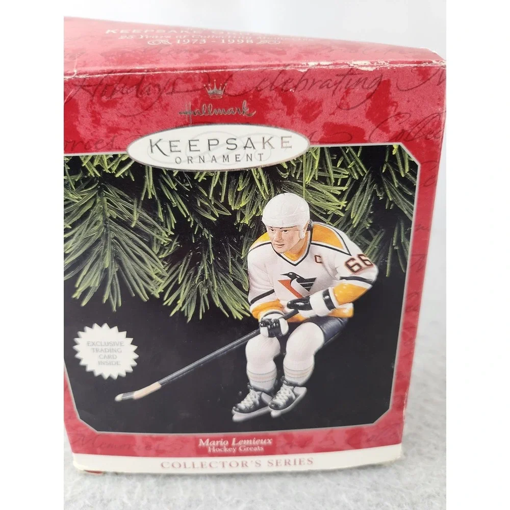 Vtg Mario Lemieux Pittsburgh Penguins Hockey Card Hallmark Christmas Ornament
